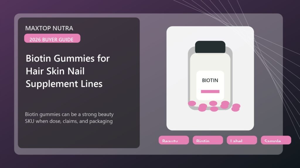 Biotin Gummies for Hair Skin Nail Supplement Lines cover image for biotin gummies manufacturer