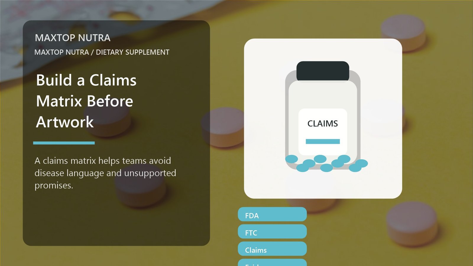 Claims matrix visual for dietary supplement artwork safety