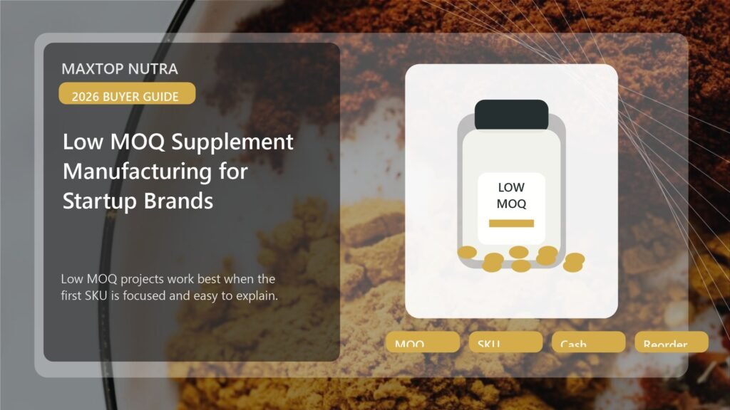 Low MOQ Supplement Manufacturing for Startup Brands cover image for low MOQ supplement manufacturing