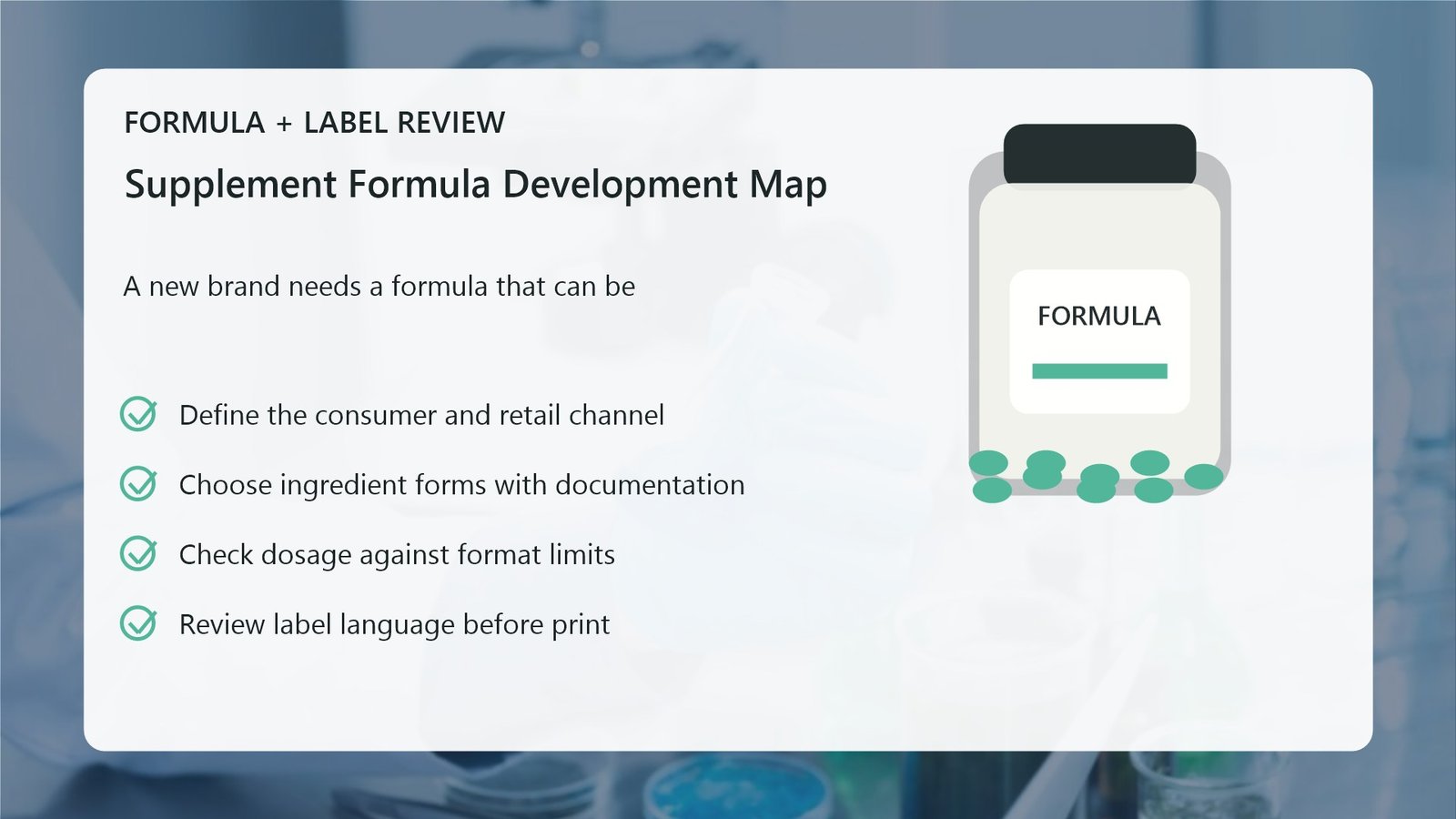 Supplement formulation development roadmap for private label nutraceutical brands